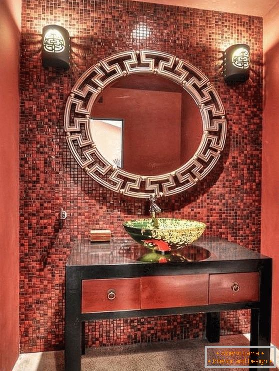 Crvena boja kupatila u kineskom stilu