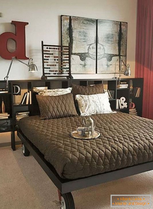 Neobičan dizajn spavaće sobe sa stilskim policama