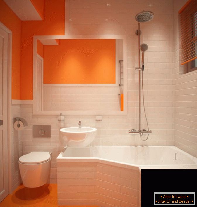Prekrasna kombinacija bele i narandžaste boje u dizajnu kade
