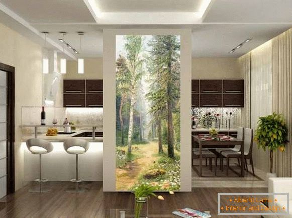 Lepi zidovi u unutrašnjosti kuhinje - šuma, priroda