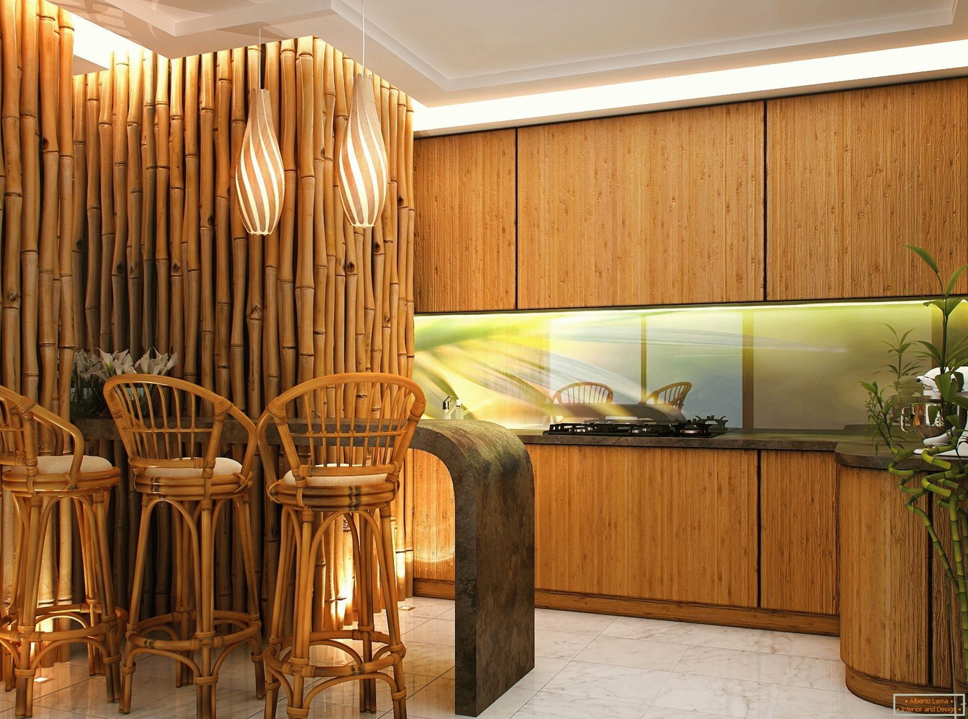 Zidovi i stolice od bambusa