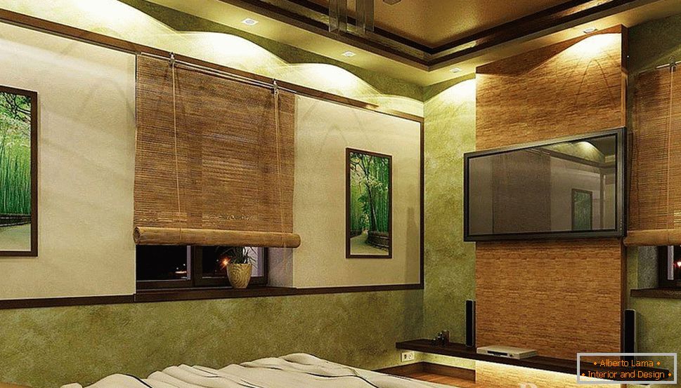 Bambus u unutrašnjosti spavaće sobe