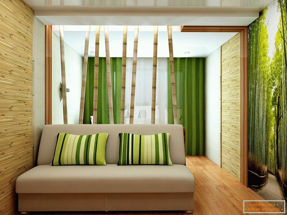 Bambus stoji iza kauča