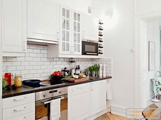 Bijeli opečan zid u kuhinji, фото 29