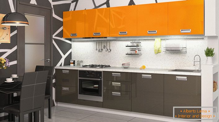 Modularni kuhinjski setovi narandžaste boje - idealno rješenje za organizaciju ugodnog, toplog enterijera.