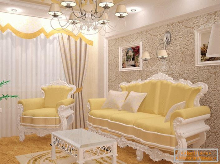Mala gostinjska soba u baroknom stilu. Izuzetna namještaj. Namještaj je odabran u najboljim tradicijama baroknog stila.