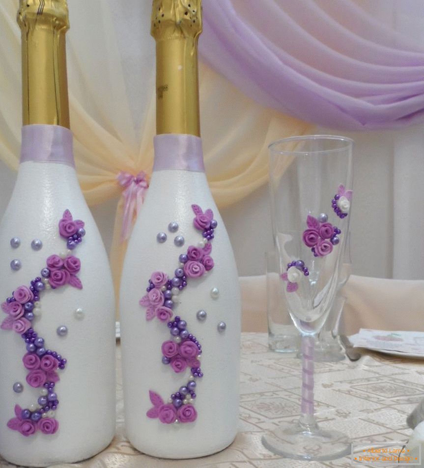 Cveće od polimerske gline на свадебных бутылках