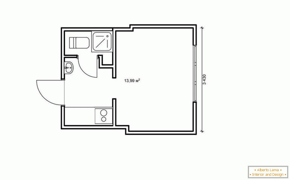 Planirajte apartman-studio od 14 do 25 kvadratnih metara. m.