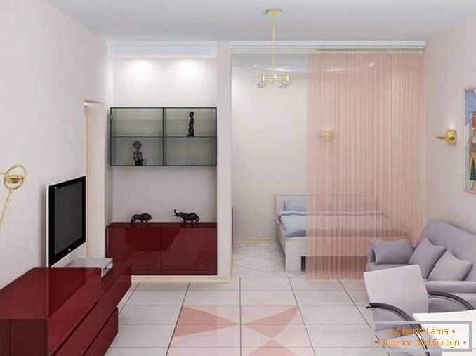 Dizajn 1-sobnog apartmana Hruščova sa zasebnom spavaćom sobom