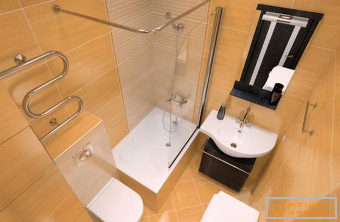 Dizajn kombiniranog kupatila u unutrašnjosti jednosobnog apartmana Hruščov