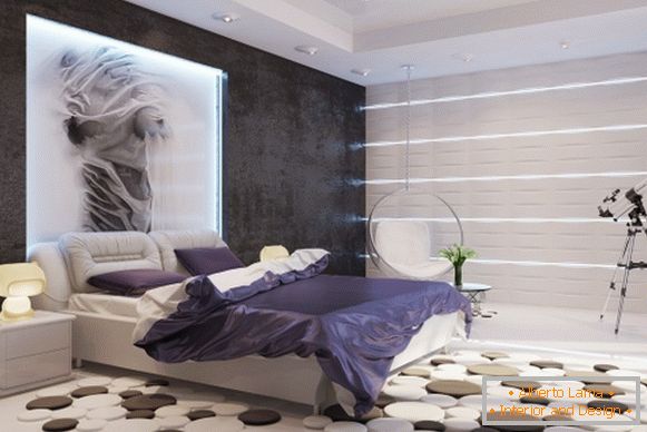 Moderan dizajn spavaće sobe privatne kuće s vlastitim rukama