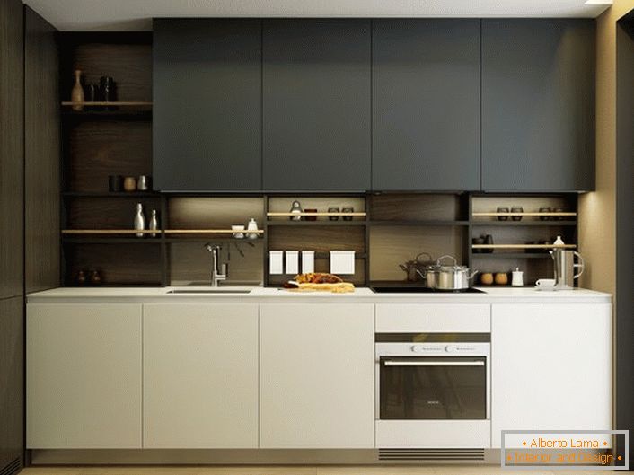 Moderan dizajn moderne kuhinje površine 9 kvadratnih metara.