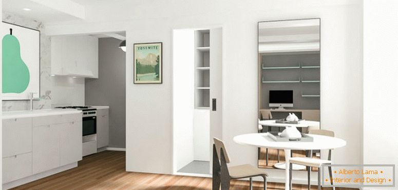 Unutrašnji dizajn malog apartmana u bijeloj boji