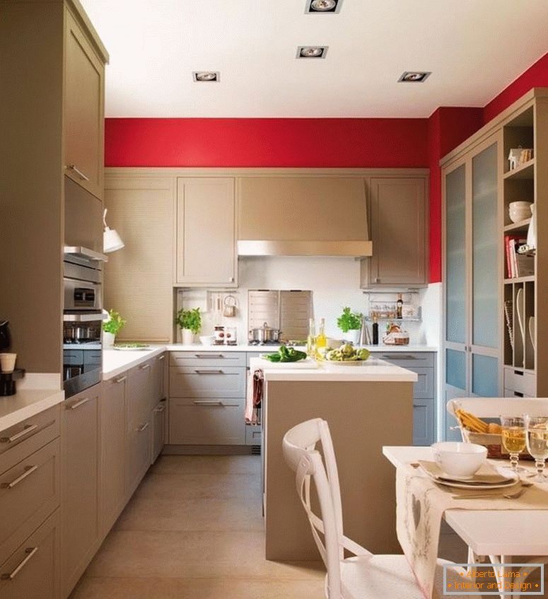 Kuhinja sa crvenim zidovima