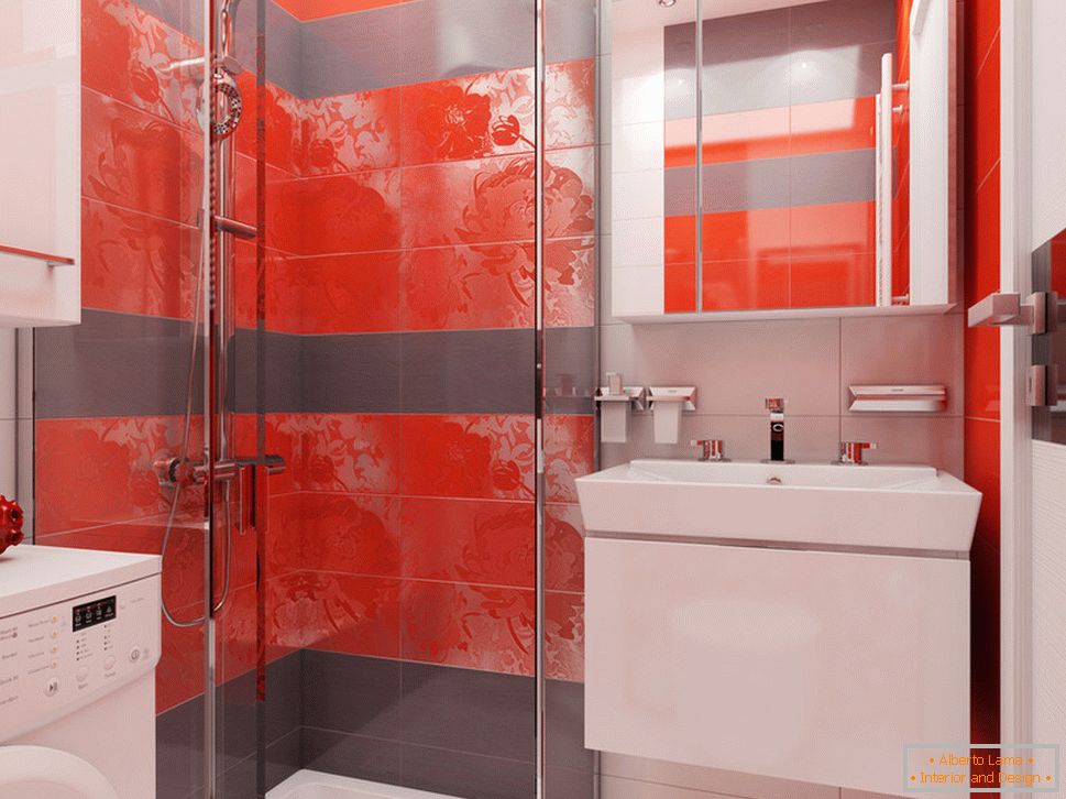 Dizajn kupaonica sa crvenim akcentima - фото 2