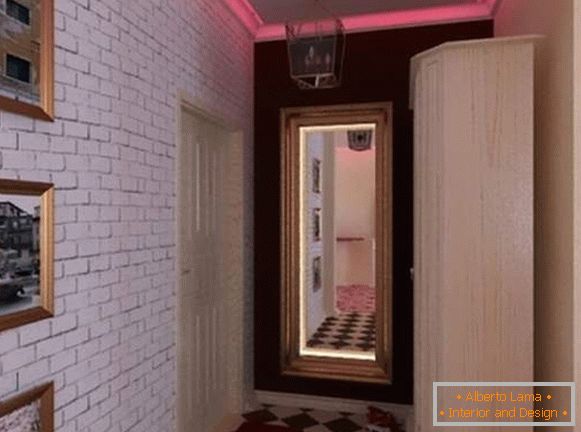 Dizajn lofta malog stana u Hruščovu - unutrašnjost hodnika