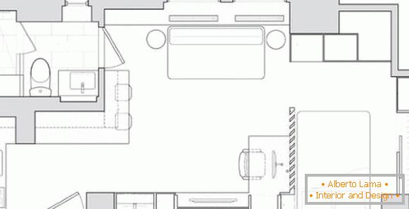Projektovanje apartmanskog projekta od 40 kvadratnih metara - šeme soba