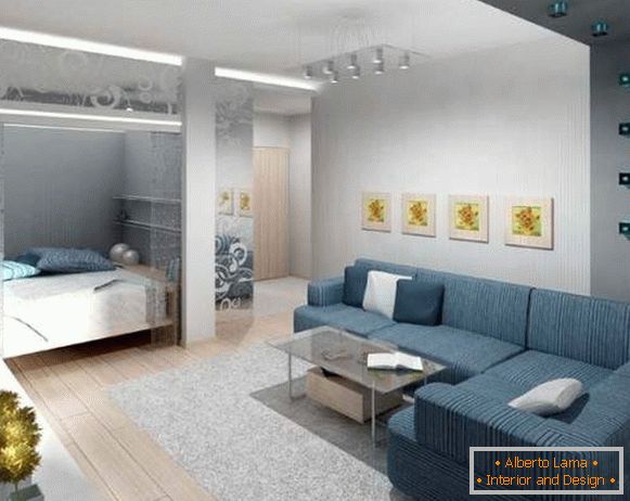 Dizajn jednosobnog stana: podelite u dve zone spavaću sobu i hodnik