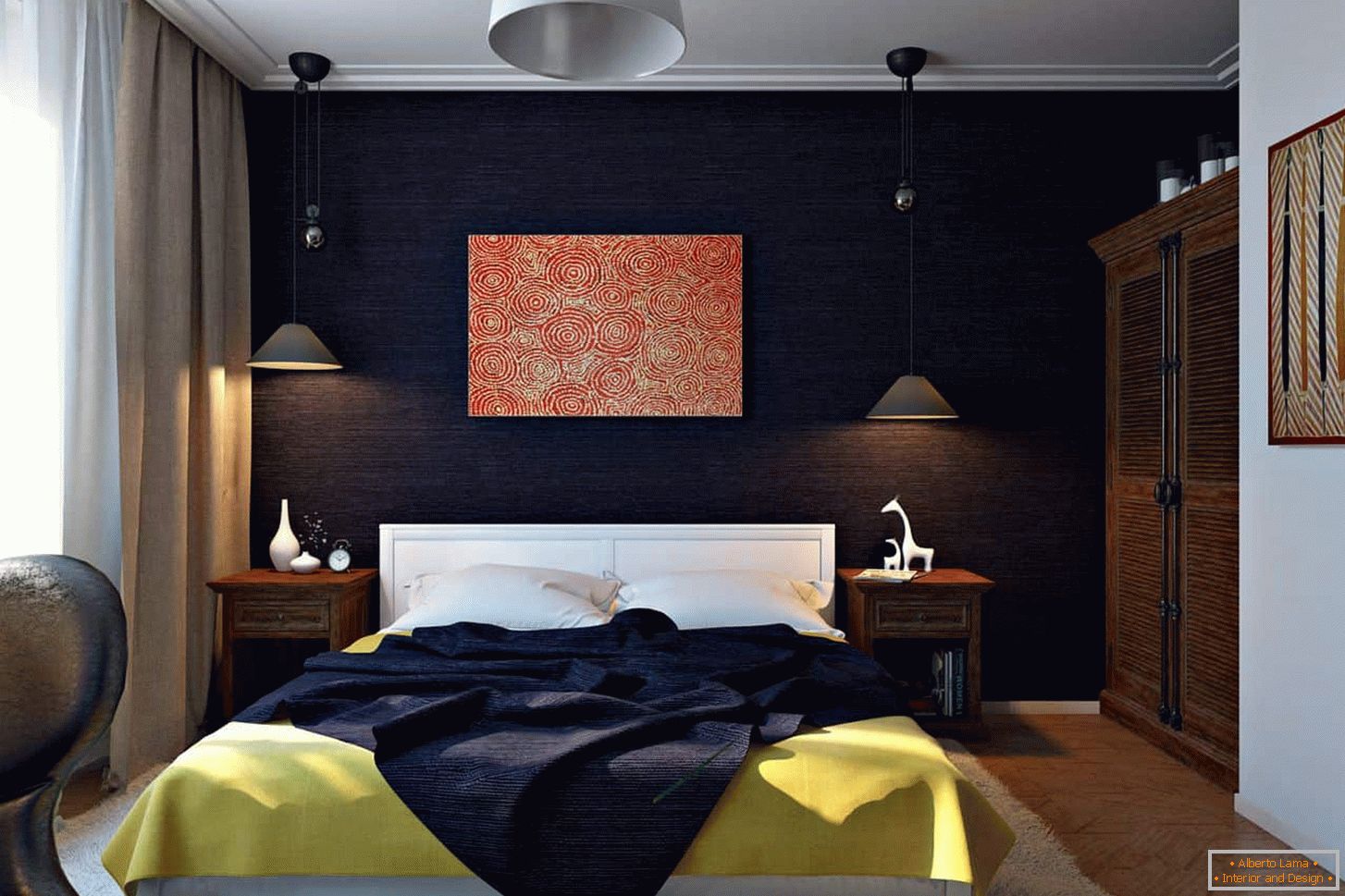 Boja boje u dekoraciji zidova spavaće sobe