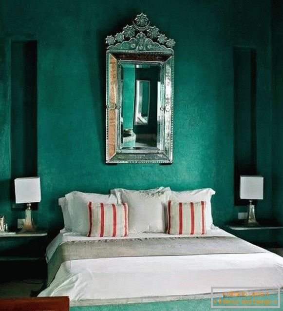 Zelena spavaća soba u luksuznom stilu