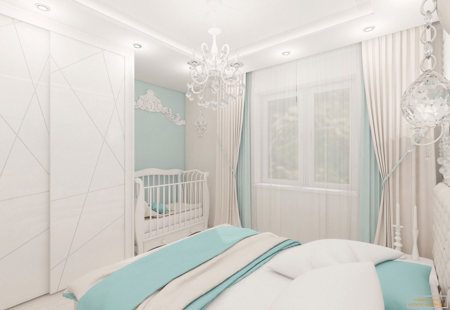 Dizajn spavaće sobe u svetlim bojama