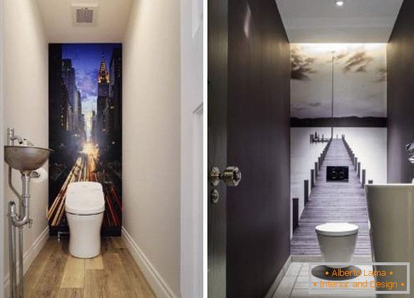 Prekrasan toaletni enterijer - fotografija sa zidnim papirima u sobi