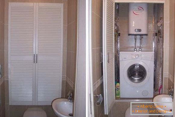 Dizajn toaleta sa mašinom za veš - slika u kućištu iznad toaleta