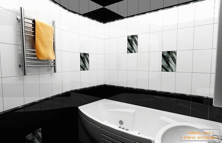 Kupatilo sa crno-belim enterijerom