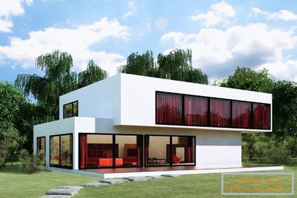 Projekti kuća u visokotehnološkom stilu - fotografija fasade spolja