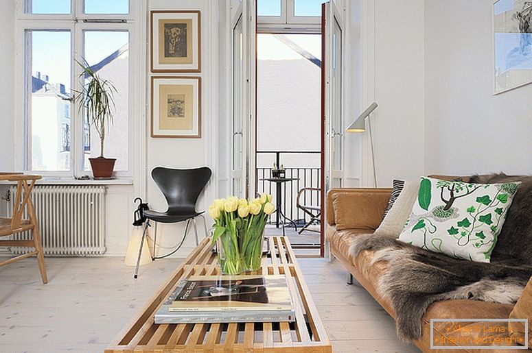 Dnevna soba luksuznih malih apartmana u Švedskoj