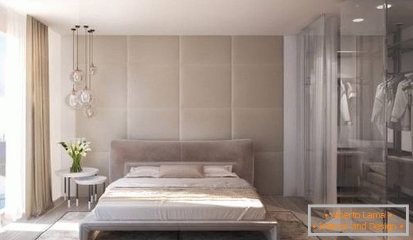 Moderan dizajn spavaće sobe sa garderobom - fotografija
