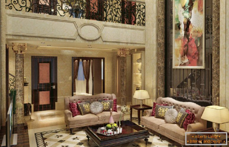 villa-dizajn-neoklasična-dnevna soba