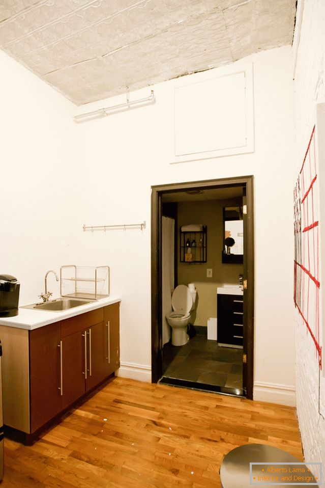 Kuhinja i kupatilo modernog stana u Bruklinu