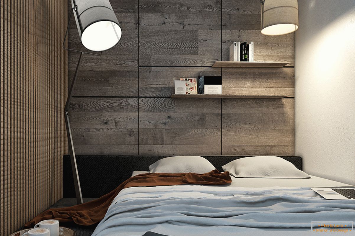 Dizajn spavaće sobe za mali apartman u skandinavskom stilu