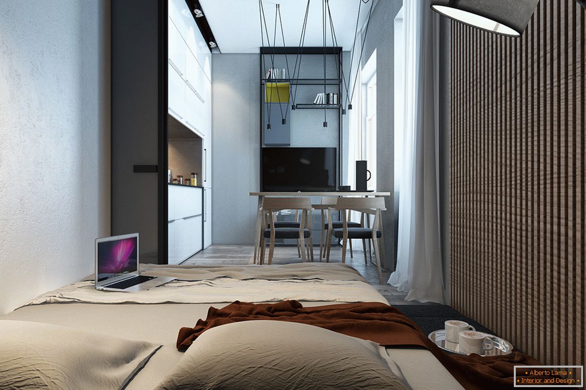 Dizajn spavaće sobe za mali apartman u skandinavskom stilu - фото 2