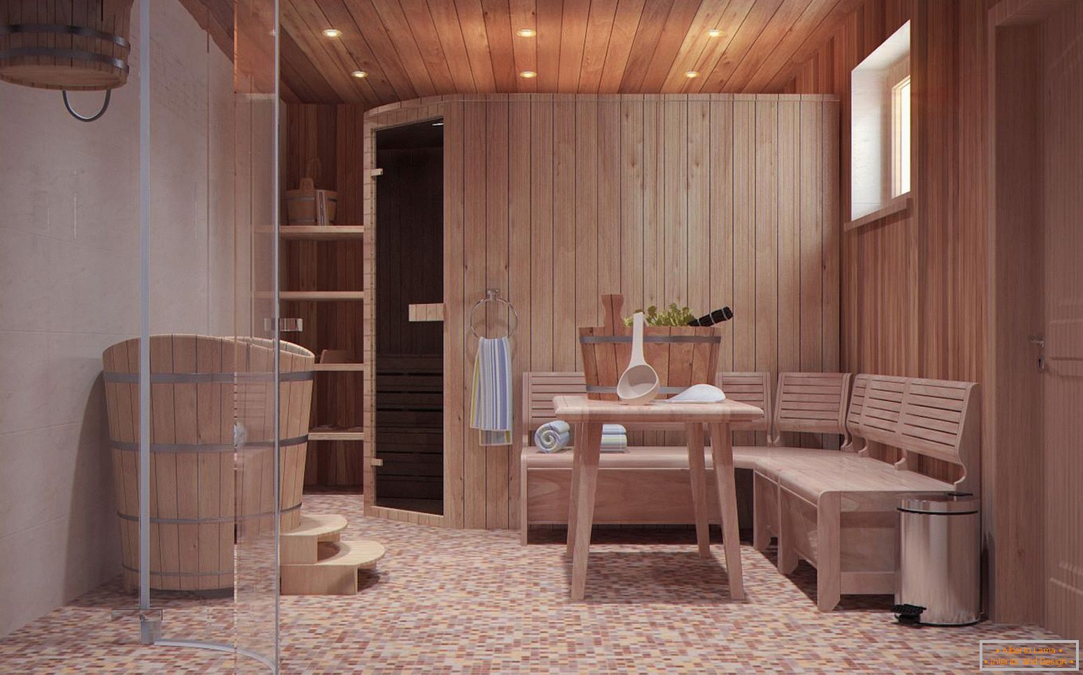Soba za opuštanje u skandinavskom stilu kupališta