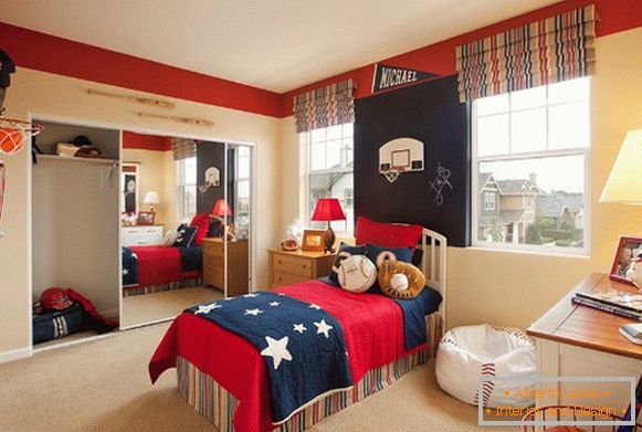 unutrašnjost dečije spavaće sobe для мальчика в американском стиле