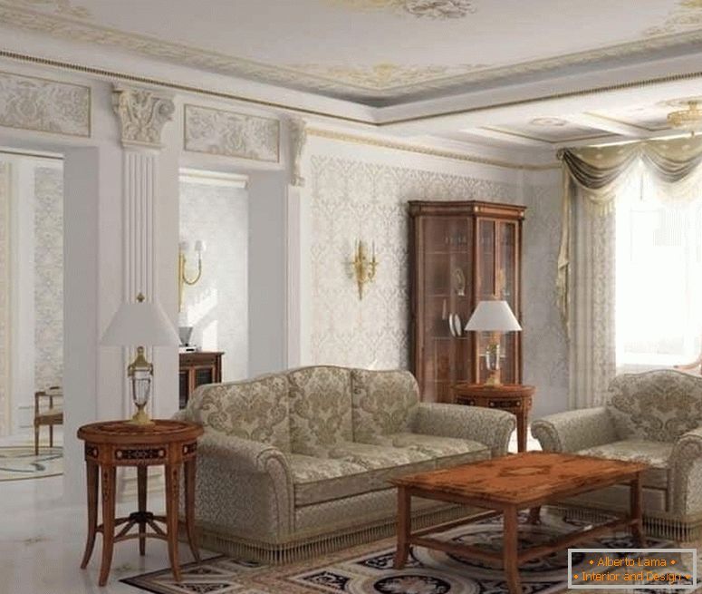 Stolne lampe, skonces u dizajnu dnevne sobe u klasičnom stilu
