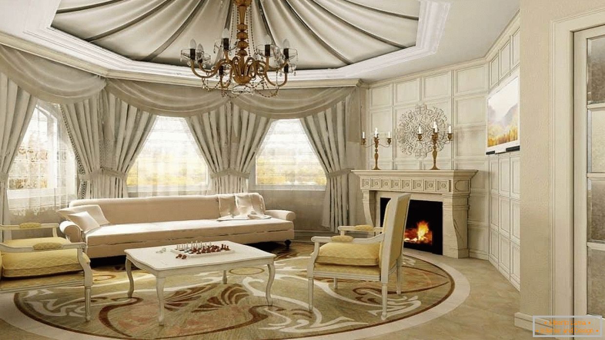 Dizajn dnevne sobe sa tkaninama u klasičnom stilu
