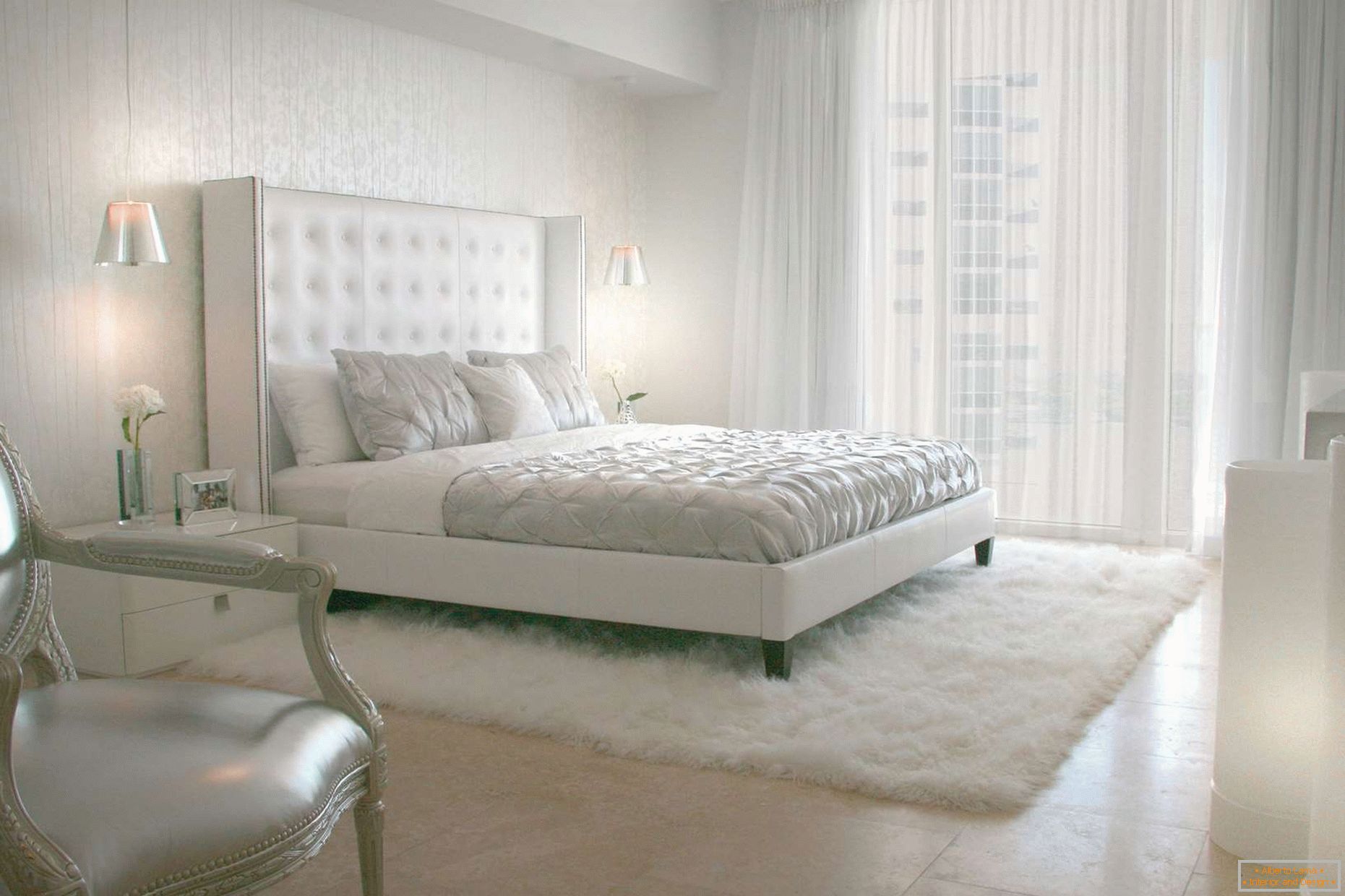 Bela boja u dizajnu spavaće sobe