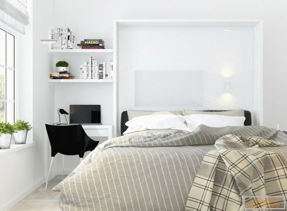 Spavaća soba u stilu bijelog minimalizma