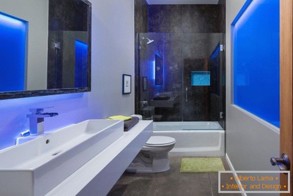 Dizajn u visokotehnološkom stilu - fotografija modernog kupatila