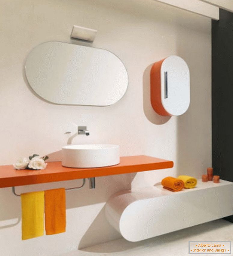 ljepota-bijela-koncept-dom-enterijer-dizajn-za-savremeni-sa-narandžastim-plutajući-rack-has-a-porcelan-sudoper-sudopera-i-peškir-stalci-plus- ovalni-zid-ogledalo-bez frameless- sa novim kupatilima-ideja-i-luksuz-ba
