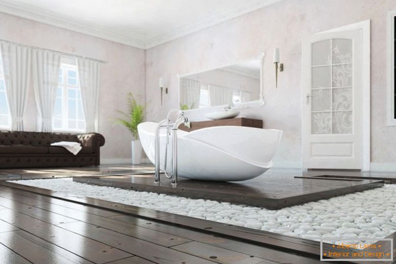elegantno-moderno-kupatilo-featuring-enterijer-dizajn-sa-sveća-na-vrt-zanimljiv-bijela-kadica-tvrdog drveta-podne-zid-dekor interijera-šljunak-arhitektura enterijer-dizajn enterijer-dizajn koledži-softw