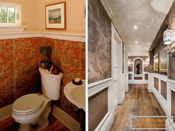Kako kombinovati pozadinu jedan s drugim - fotografija kupatila i hodnika