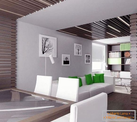 Unutrašnjost male dvorane u privatnoj kući u modernom minimalističkom stilu