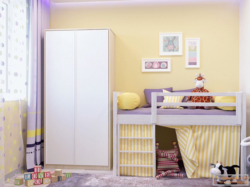 Žuti zidovi u maloj dečijoj sobi