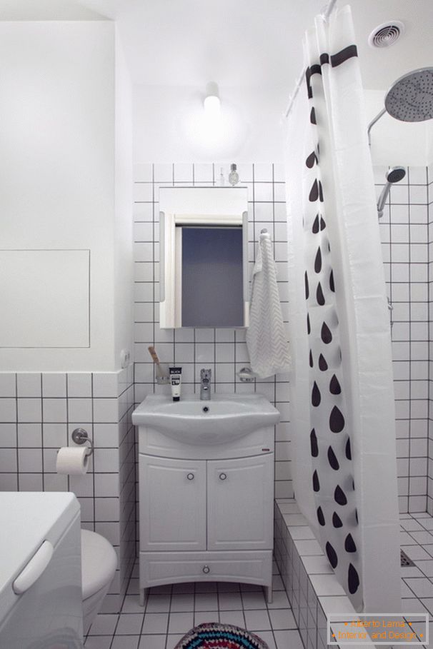 Enterijer kupaonica u crno-beloj boji