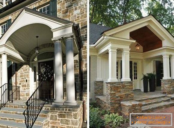 Kamena veranda u privatnoj kući u klasičnom stilu