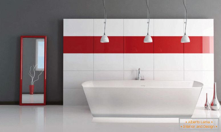 osvjetljenje-kupatilo-šarmantno-trostruko-industrijsko-privesak-svjetla-preko-slobodno-kad-kao-barem-kao-crvene-stene-zid-decal-u-dekorirati-u-sivi-i- Ideje-ubedljivo-crveno-kupatilo-za